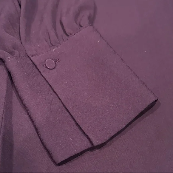 Ann Taylor Deep Purple Scooped Square Neck Tie Long Sleeve Dress Women’s Small - Picture 3 of 6